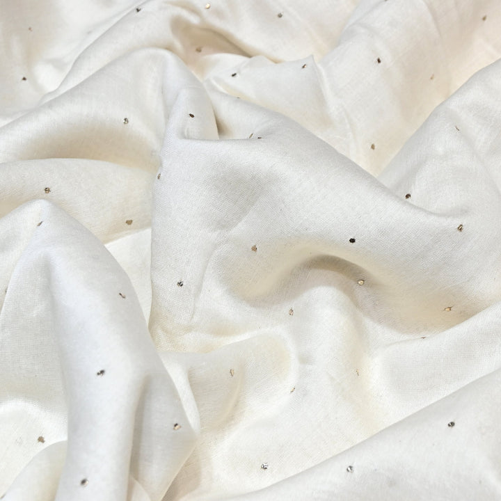 Dyeable 60 GM Chanderi Handwork Mukaish Fabric 001083