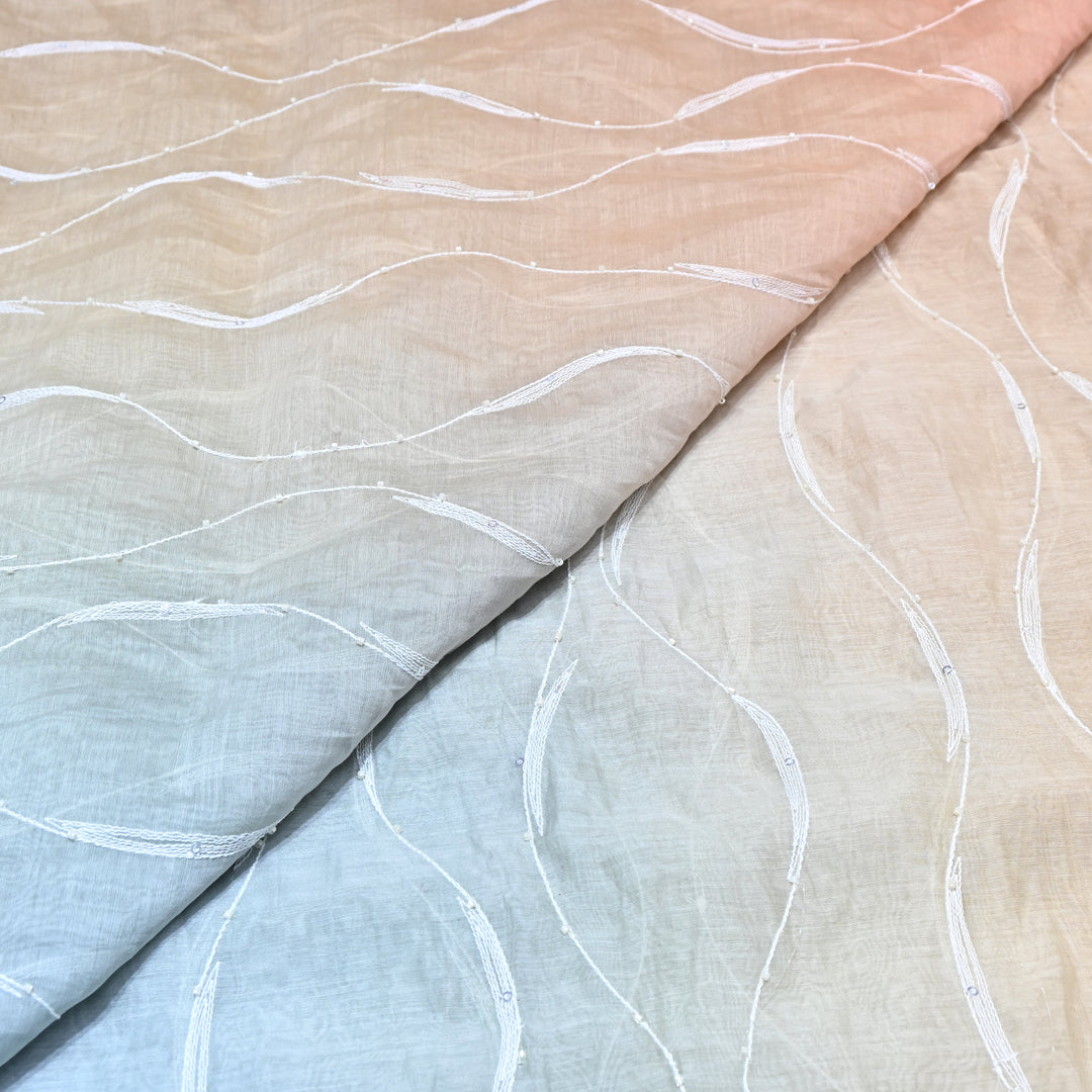 4D Shaded Mul Chanderi Embroidery Fabric - Designer Chanderi Fabrics-GP4036A-4