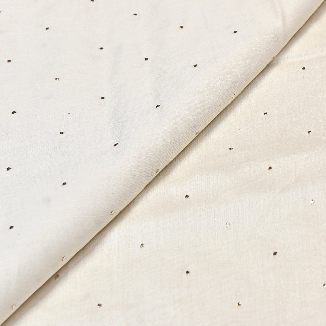 Dyeable 60 GM Chanderi Handwork Mukaish Fabric 001083