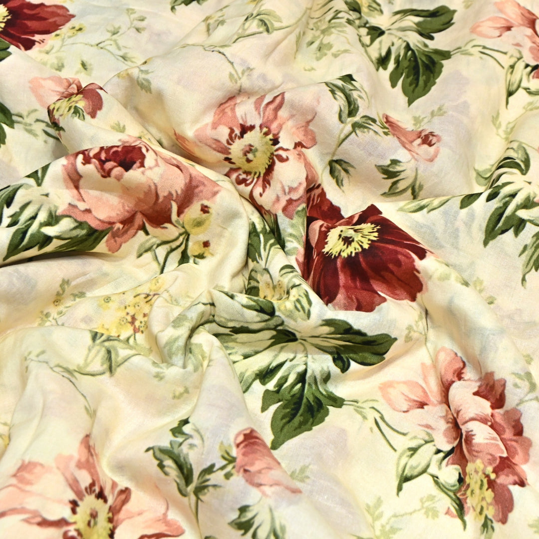 Designer Floral Cotton Digital Print Fabric-Soft Breathable Designer Cotton Fabric SNT165-4