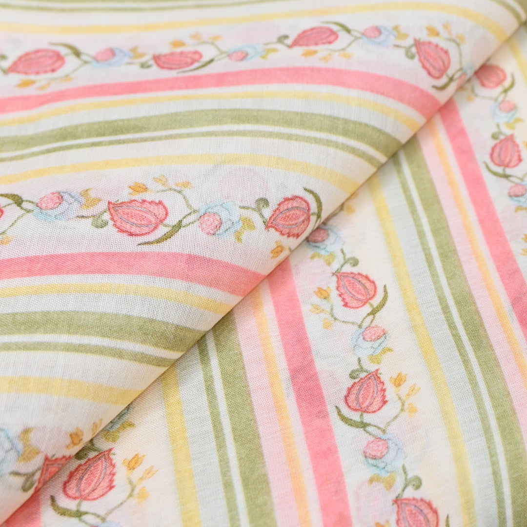 Multi Color Mul Chanderi Digital Print Fabric GT0185-8