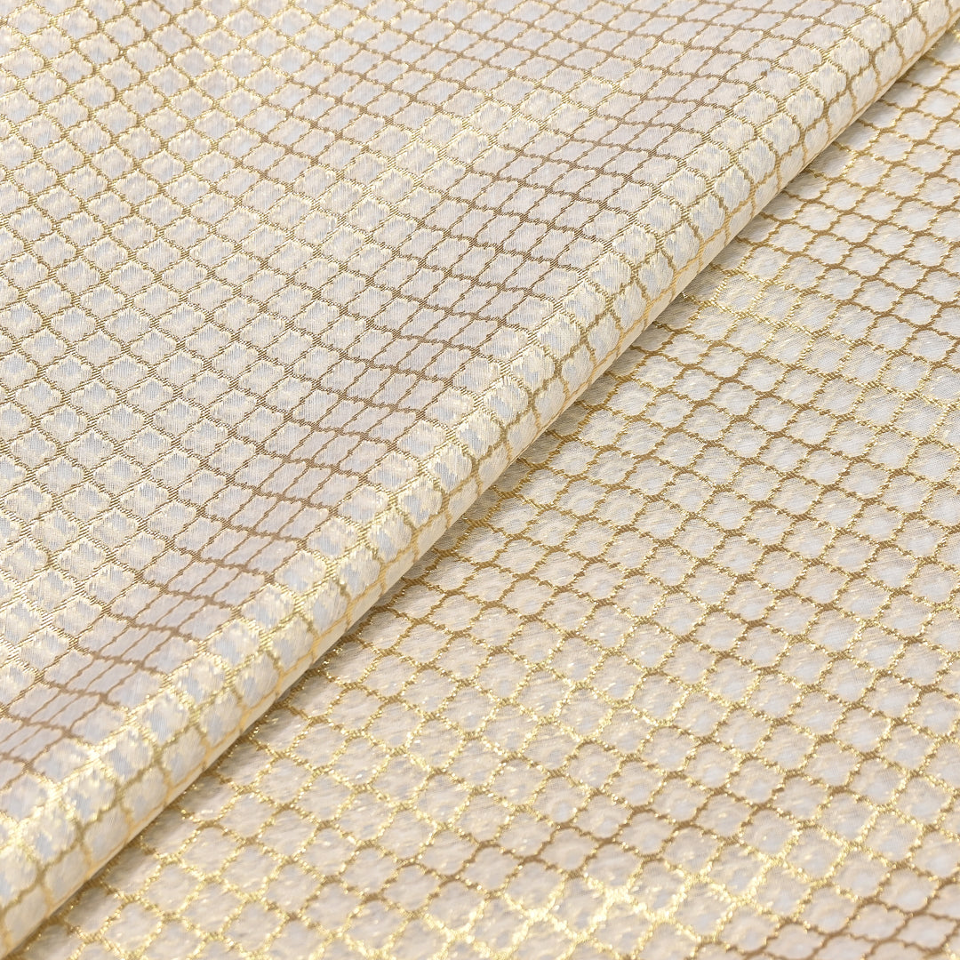 Banarasi Chanderi Gold Zari Fabric 44" – Luxury Ethnic Designer Fabric