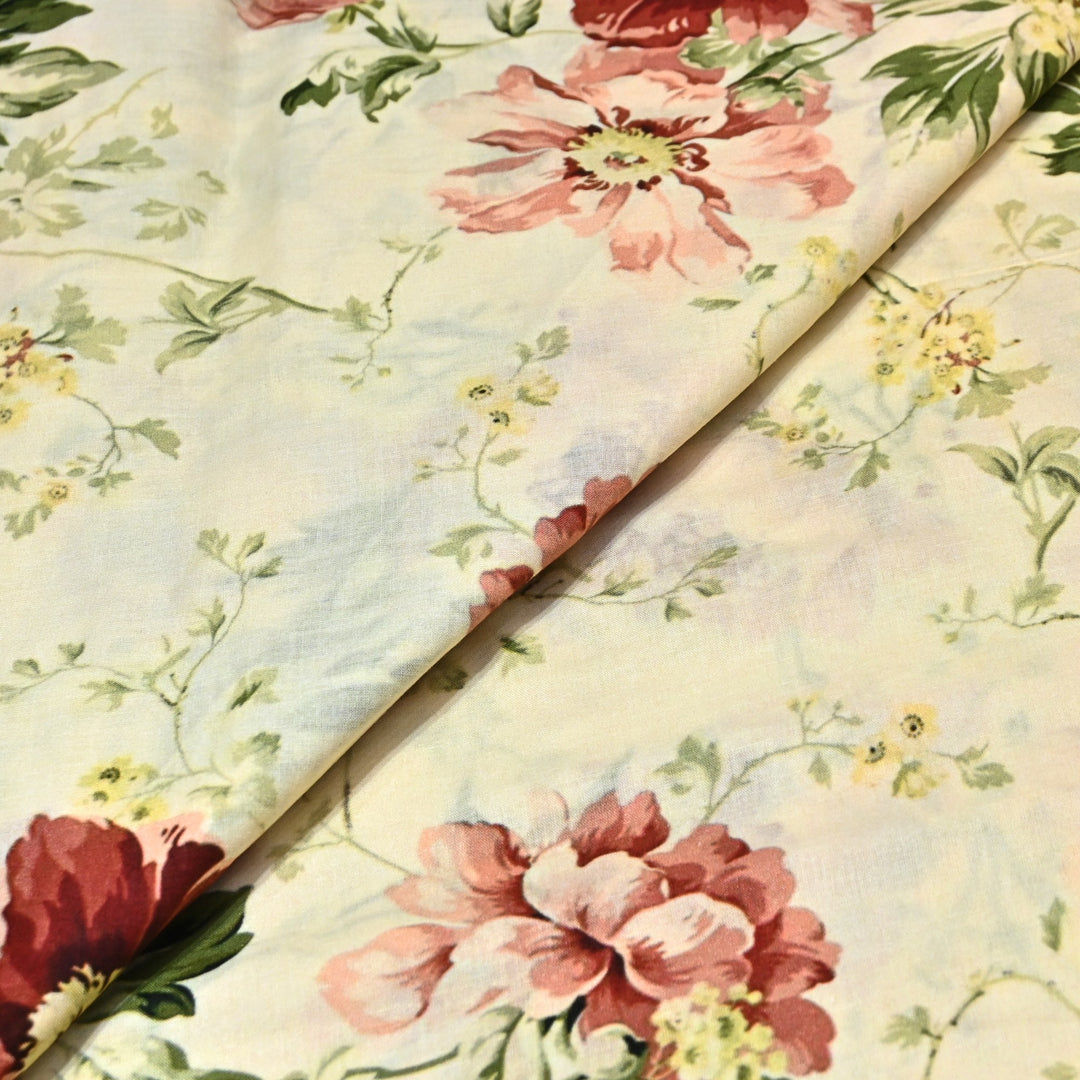 Designer Floral Cotton Digital Print Fabric-Soft Breathable Designer Cotton Fabric SNT165-4