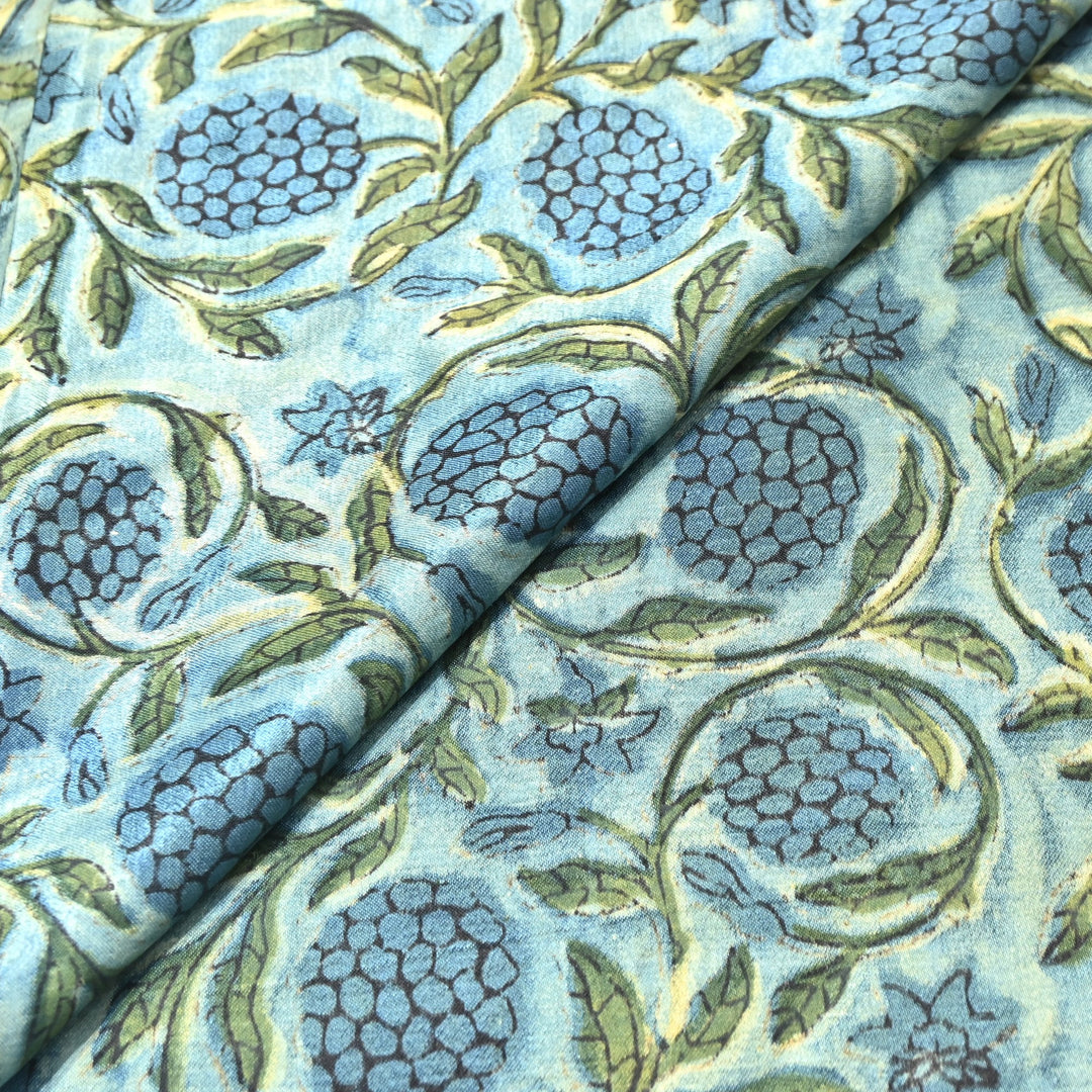 Mushrum Satin Vanaspati Print Fabric– Soft Luxury Designer Printed Fabric KK1217-1E