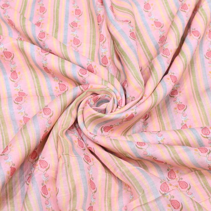 Multi Color Mul Chanderi Digital Print Fabric GT0185-9