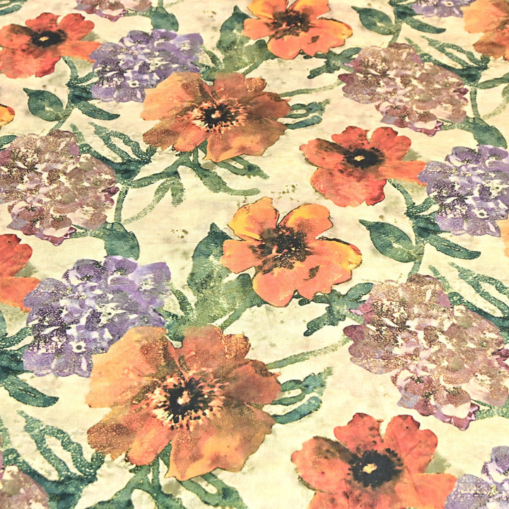 Designer Floral Cotton Digital Print Fabric-Soft Breathable Designer Cotton Fabric SNT165-3
