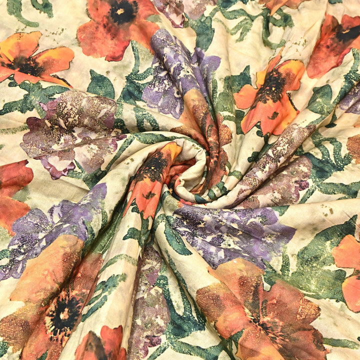 Designer Floral Cotton Digital Print Fabric-Soft Breathable Designer Cotton Fabric SNT165-3