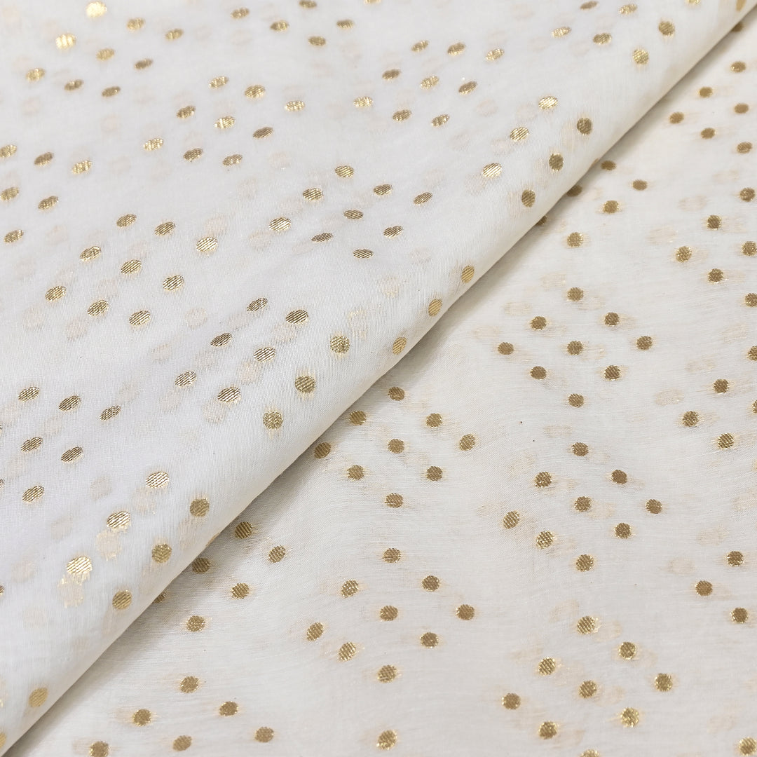 Banarasi Chanderi Gold Zari Fabric 44" – Luxury Ethnic Designer Fabric