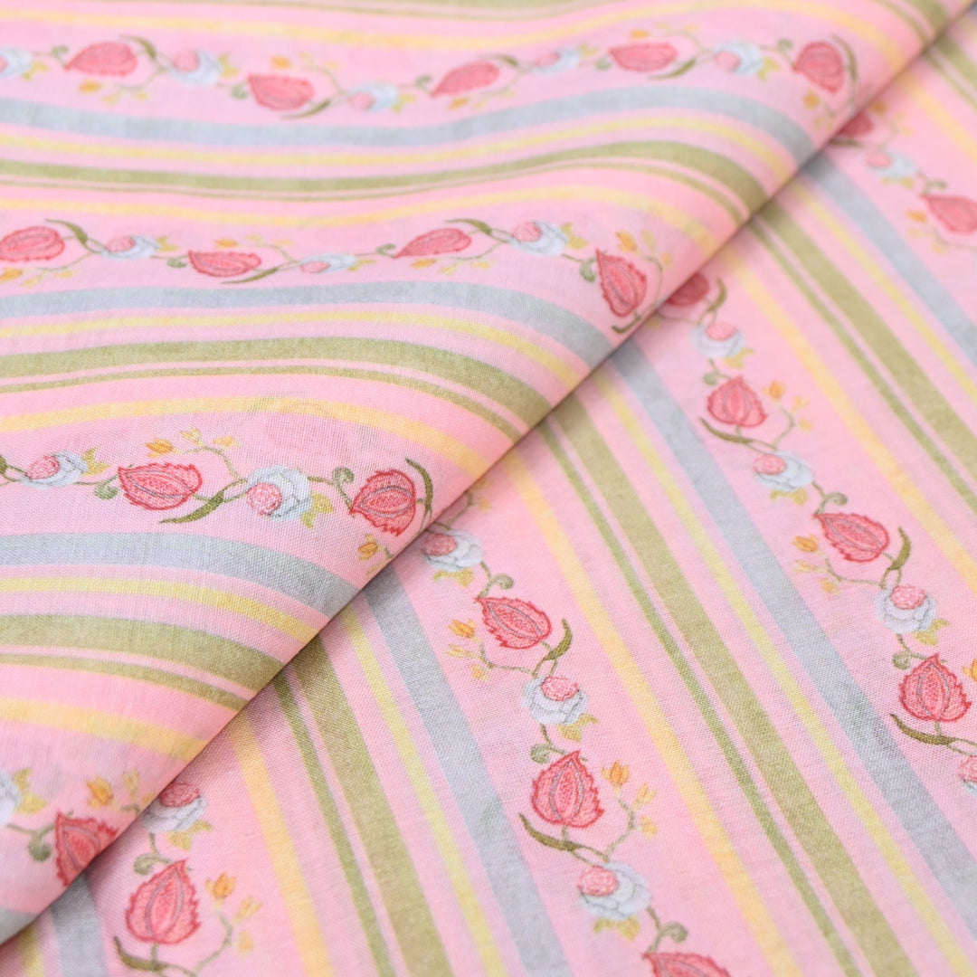 Multi Color Mul Chanderi Digital Print Fabric GT0185-9