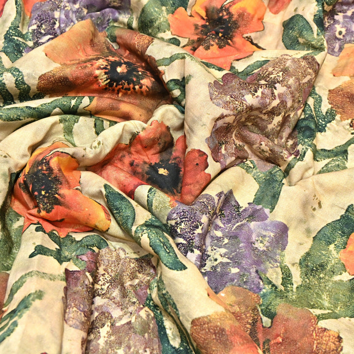 Designer Floral Cotton Digital Print Fabric-Soft Breathable Designer Cotton Fabric SNT165-3