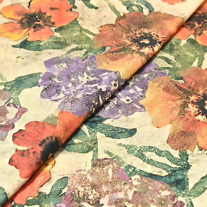 Designer Floral Cotton Digital Print Fabric-Soft Breathable Designer Cotton Fabric SNT165-3