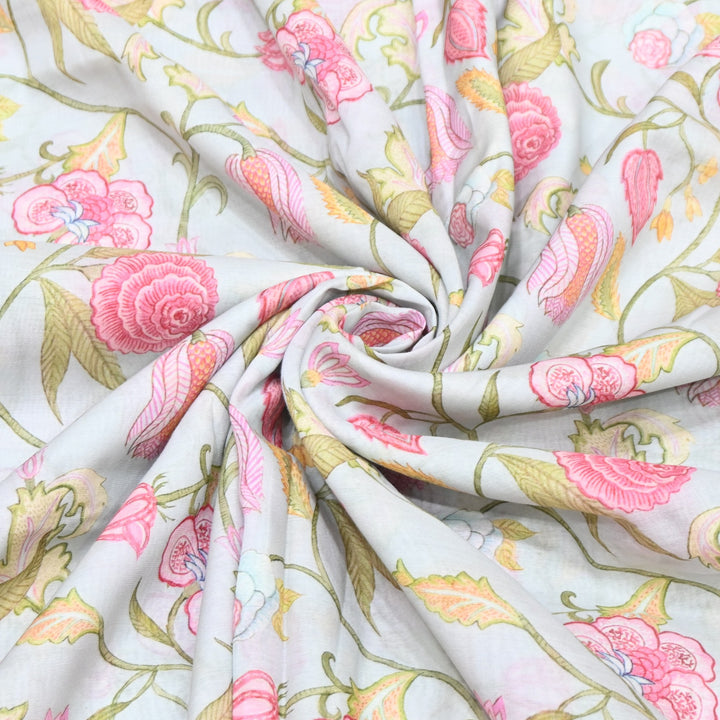 Multi Color Mul Chanderi Digital Print Fabric GT0185-10
