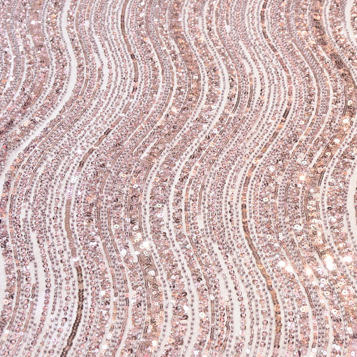 Greyish Pink Color Luxury Imported Heavy Cut Dana & Sequins Embroidered Net Designer Fabric ED1533-1D