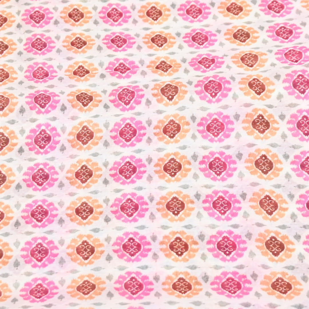 Multicolor Mul Chanderi Digital Print Fabric Lightweight Designer Printed Fabric-NS0182-4