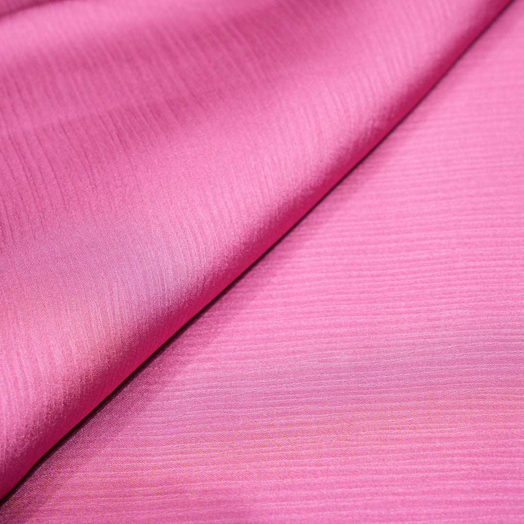 Thulian Pink Colour Satin Chiffon Fabrics