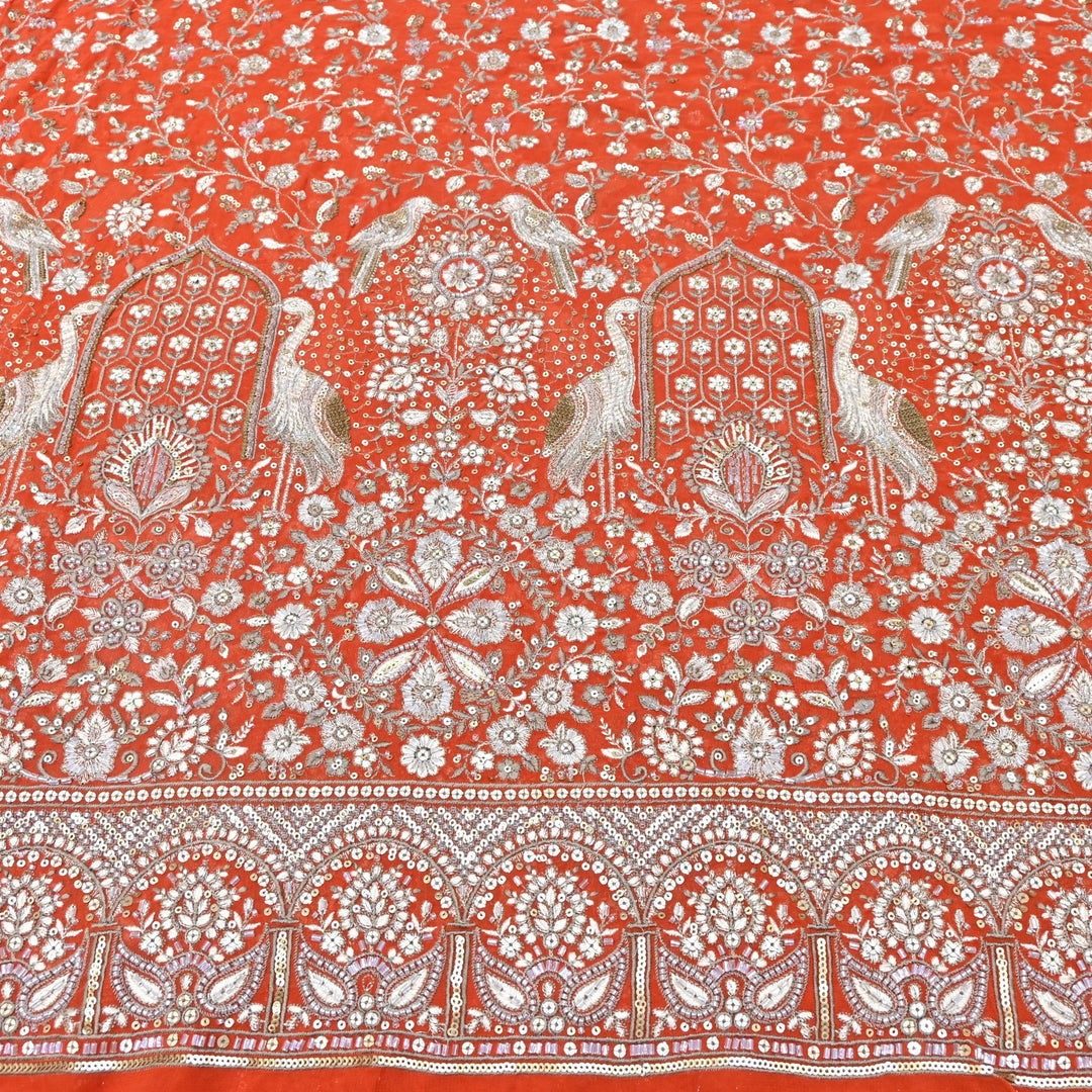 Dyed Viscose Georgette Zari Sequins Embroidery Fabrics
