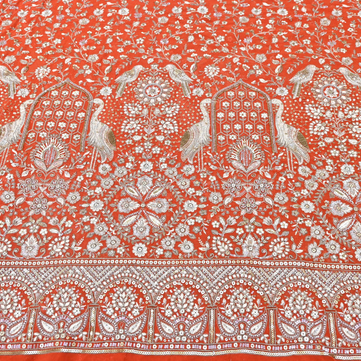 Dyed Viscose Georgette Zari Sequins Embroidery Fabrics