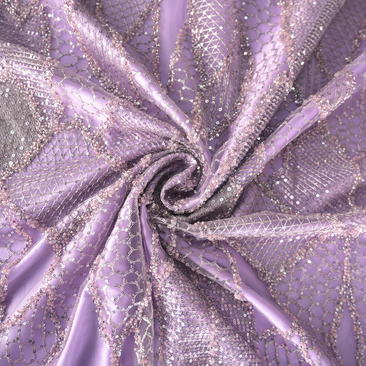 Lavender Imported Net Fabric with allover Sequins & Zari Embroidery