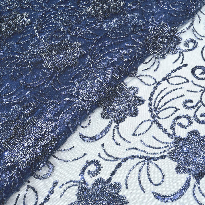 Imported Net Cutdana With Sequins Handwork Embroidery Fabrics