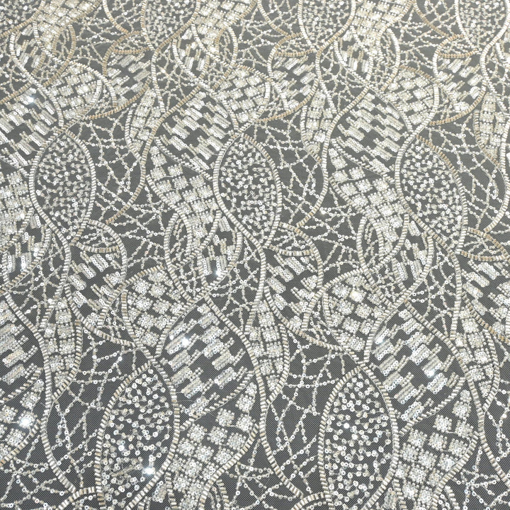 Imported Net Cutdana With Sequins Handwork Embroidery Fabrics