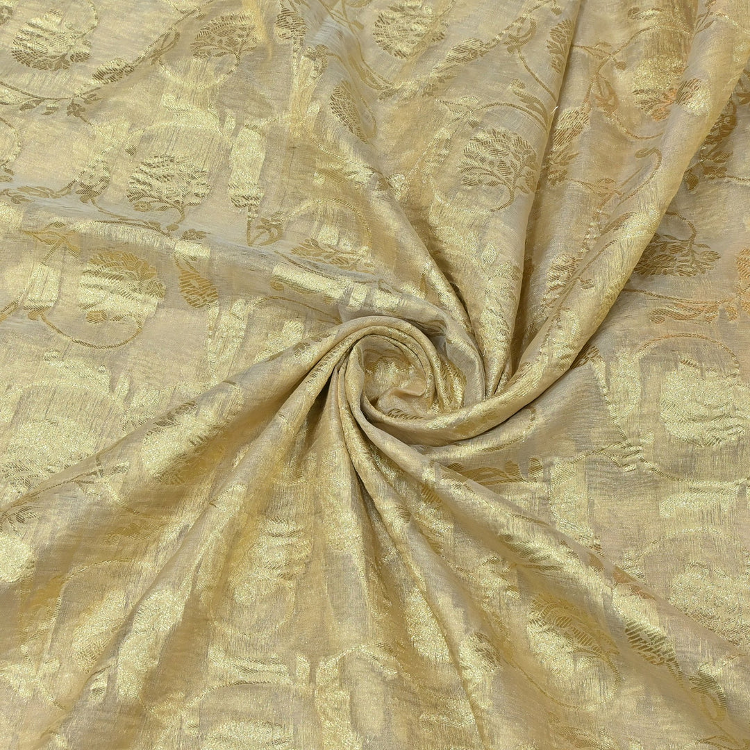 Dyeable Pure Organza Gold Zari Jacquard Fabrics