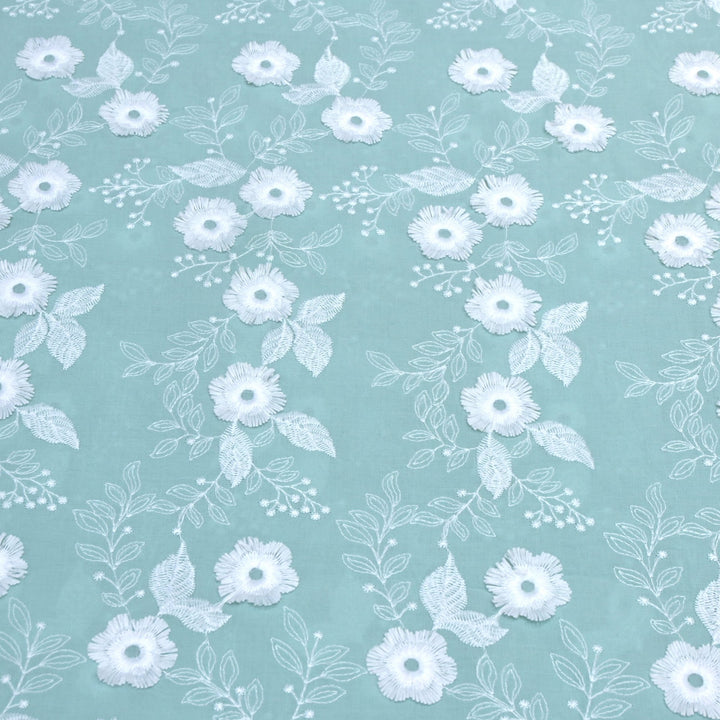 Imported Cotton 3D Flower Thread Work Embroidery Fabric