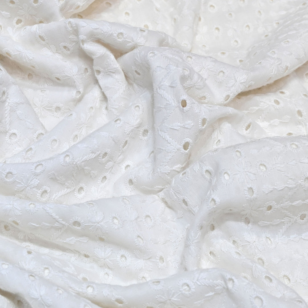 Cotton Chikan Cutwork Fabric- Lightweight Designer Embroidery Fabric- SIF145-1