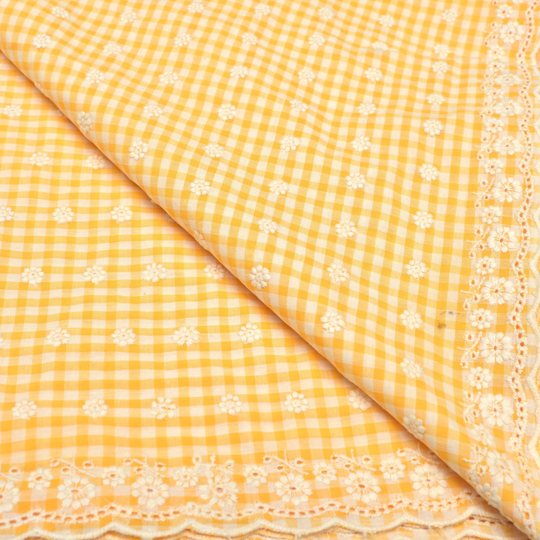 Cotton Checks Chikan Buti Fabrics