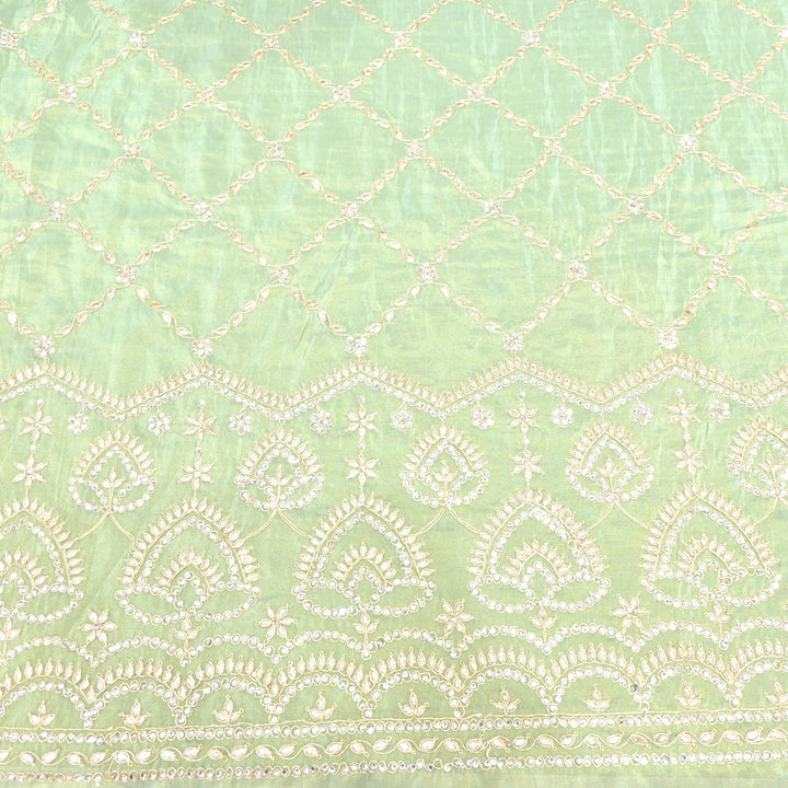 Tissue Zari With Stone Hand Embroidery Fabrics