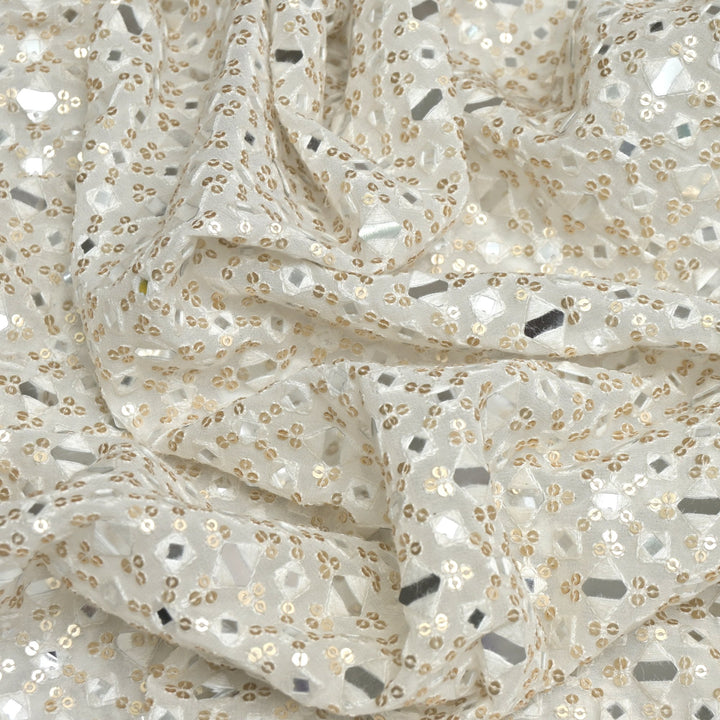 Viscose Georgette Mirror Embroidery Fabrics