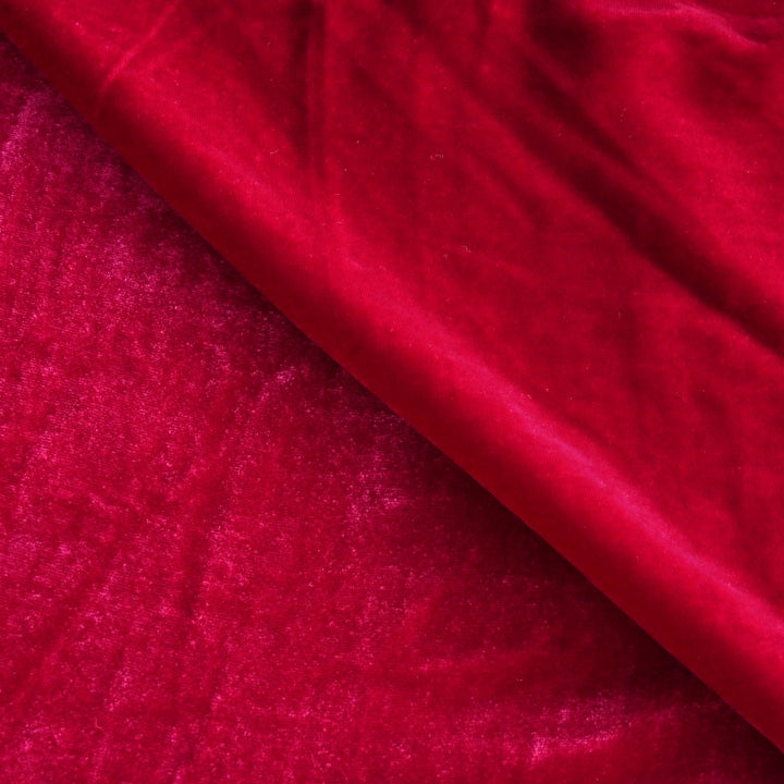 Rose Red Color Plain Pure Silk Velvet Fabrics