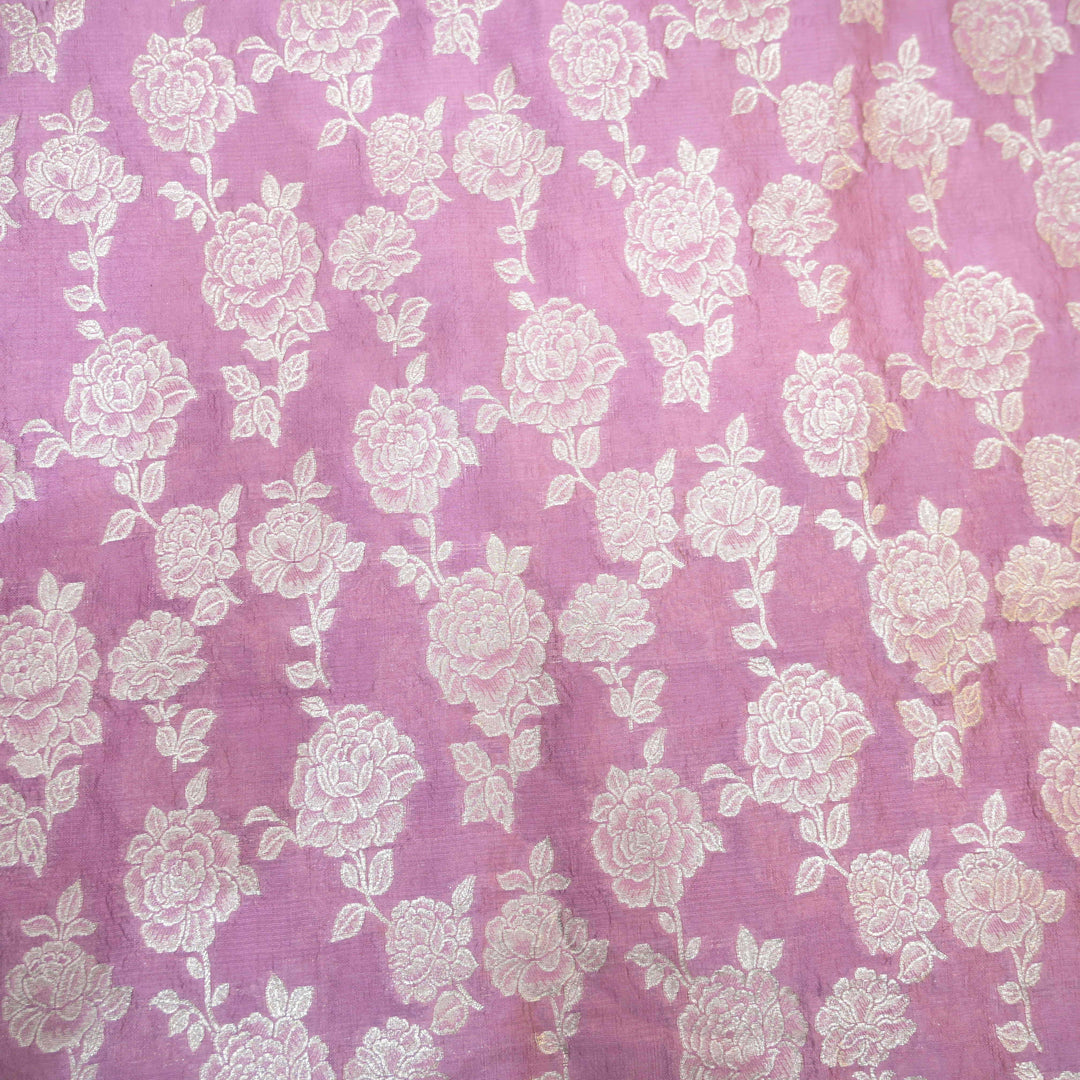 Onion Pure Mango Silk Zari Brocade fabric. | 165-192O