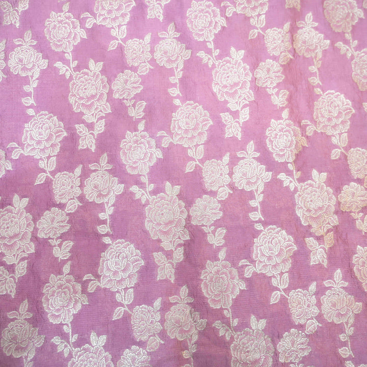 Onion Pure Mango Silk Zari Brocade fabric. | 165-192O