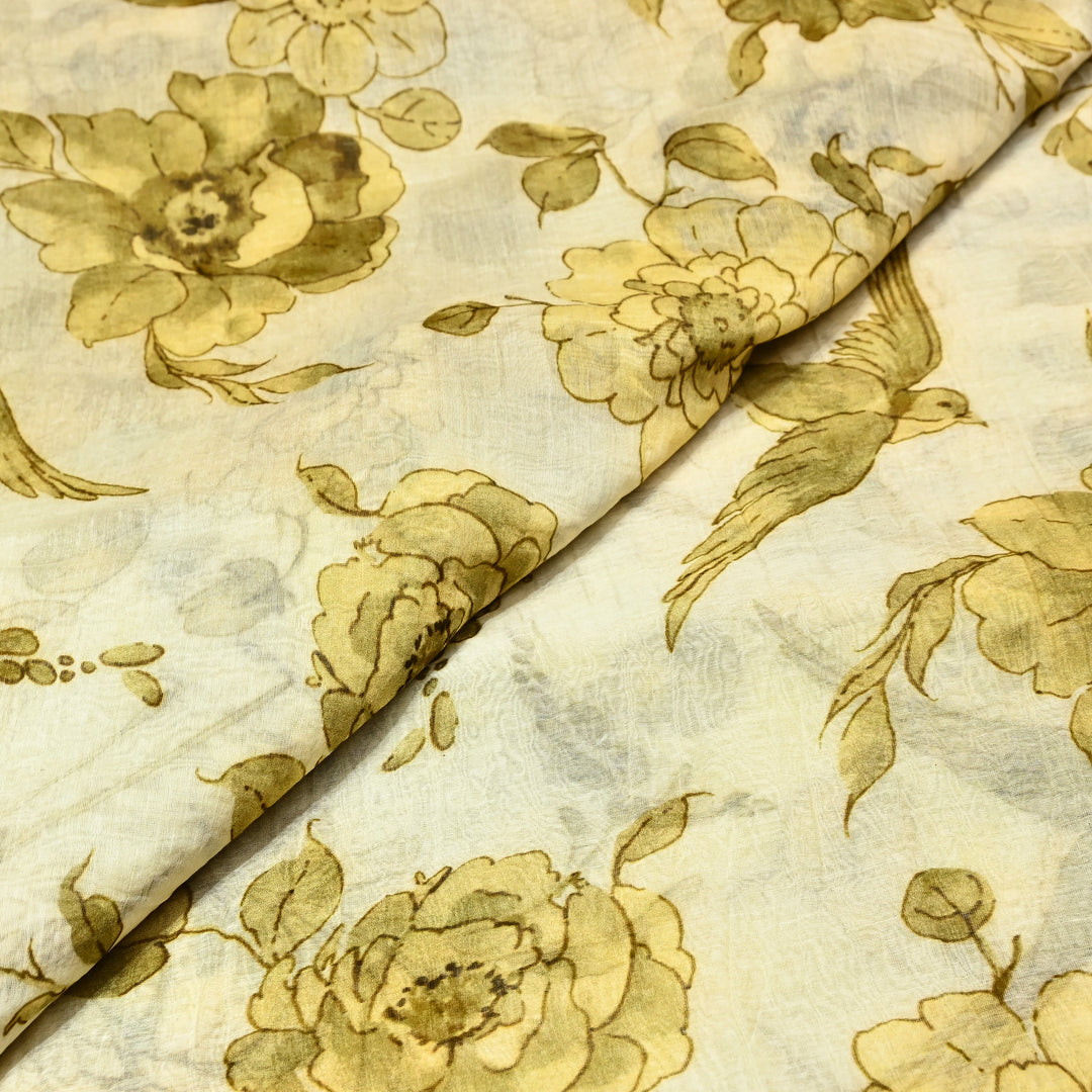 Mul Chanderi Digital Print Fabric - Soft Lightweight Designer Fabric GT0185-1C