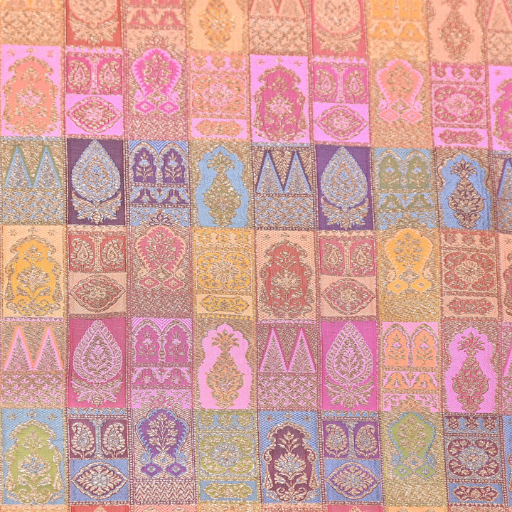 Multi Rangoli Brocade Fabric – Premium Zari Woven Designer Brocade Fabric 001006-A22