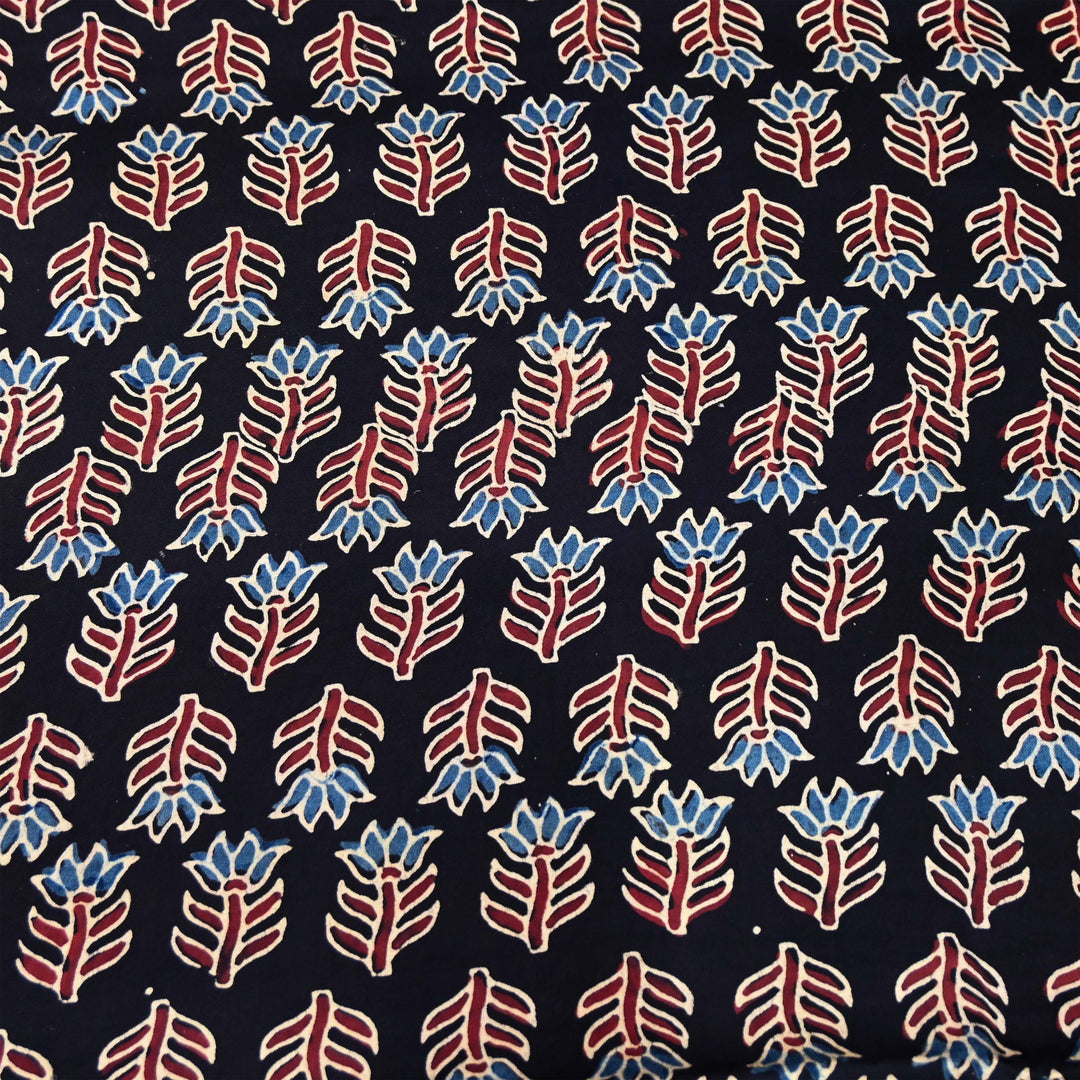 Midnight Navy Blue base Modal Satin Fabric in Digital Print.
