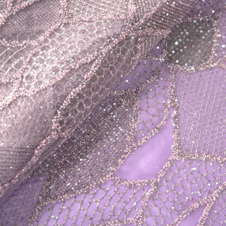 Lavender Imported Net Fabric with allover Sequins & Zari Embroidery
