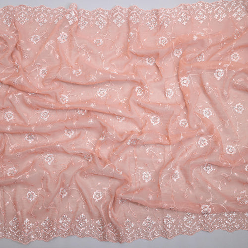 Peach Tissue Cut Dana Embroidery Unstitched suit set | 977-329