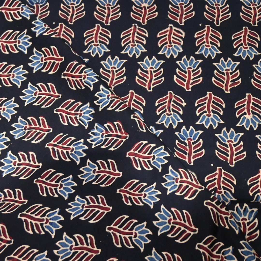 Midnight Navy Blue base Modal Satin Fabric in Digital Print.