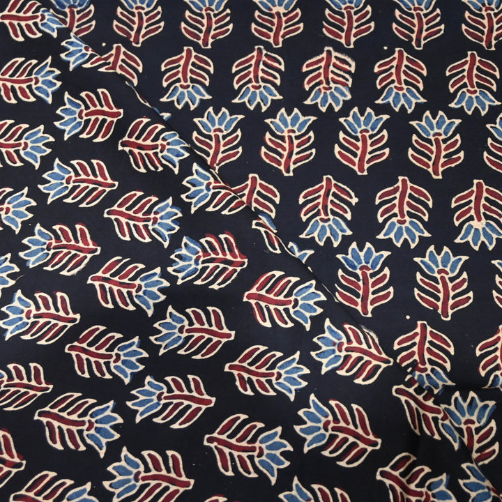 Midnight Navy Blue base Modal Satin Fabric in Digital Print.