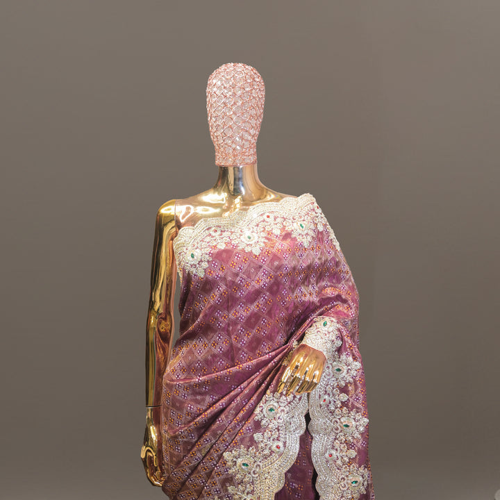 Deep Purple Khaadi Georgette Saree