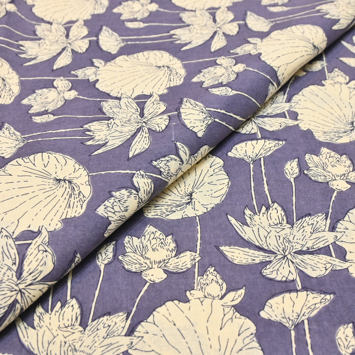 Dark Purple Cotton Linen Print
