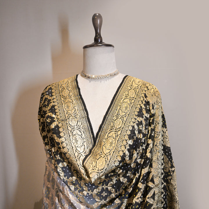 Black Ghatchola Bandhani Dupatta
