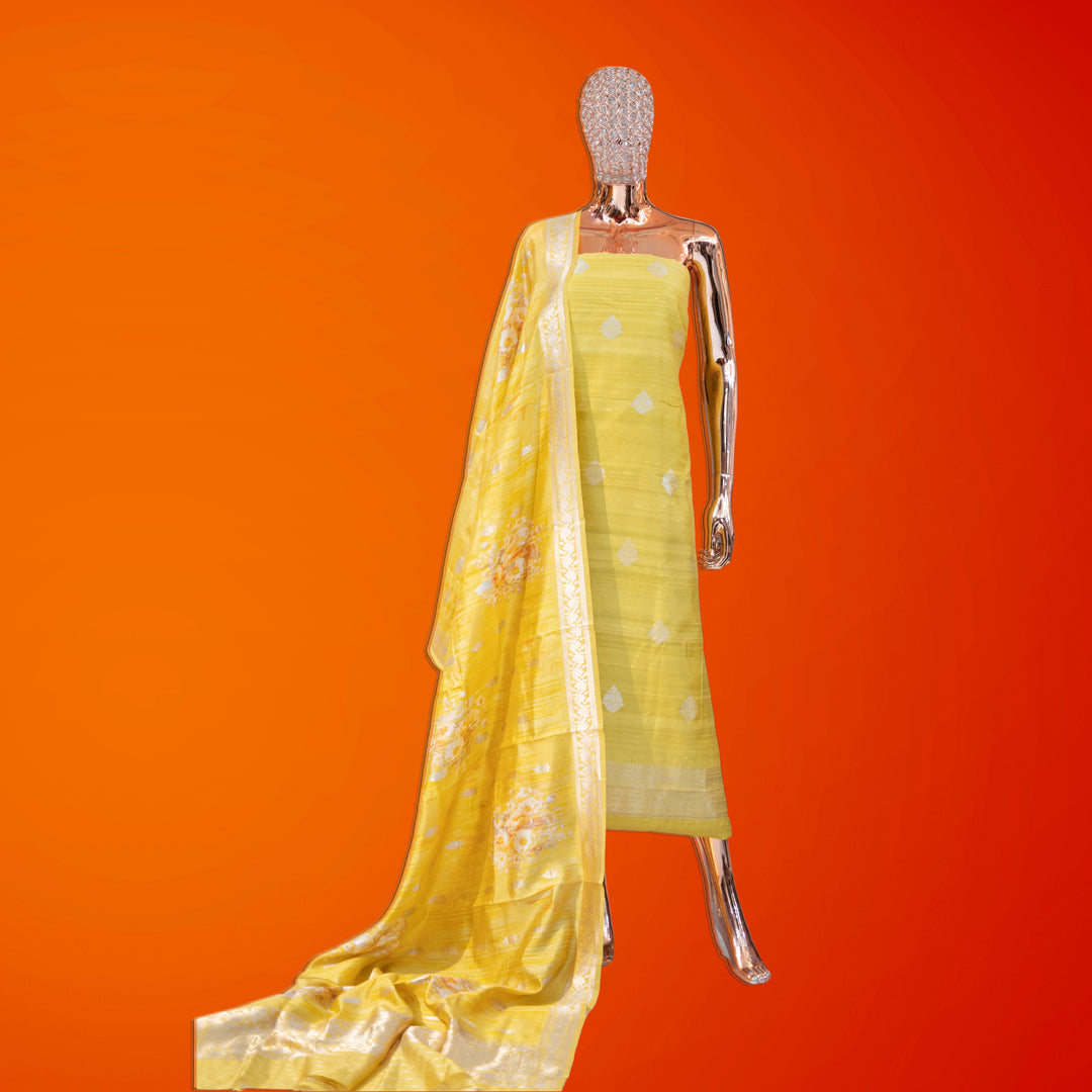 💫 Pure Raw Silk Banarasi Zari Unstitched Suit Set