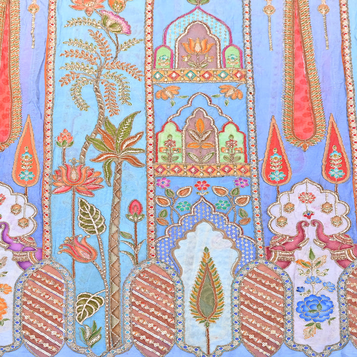 Premium Viscose Georgette Position Print Fabric With Zari Sequence Embroidery - Designer Ethnic Fabric-00P300-4