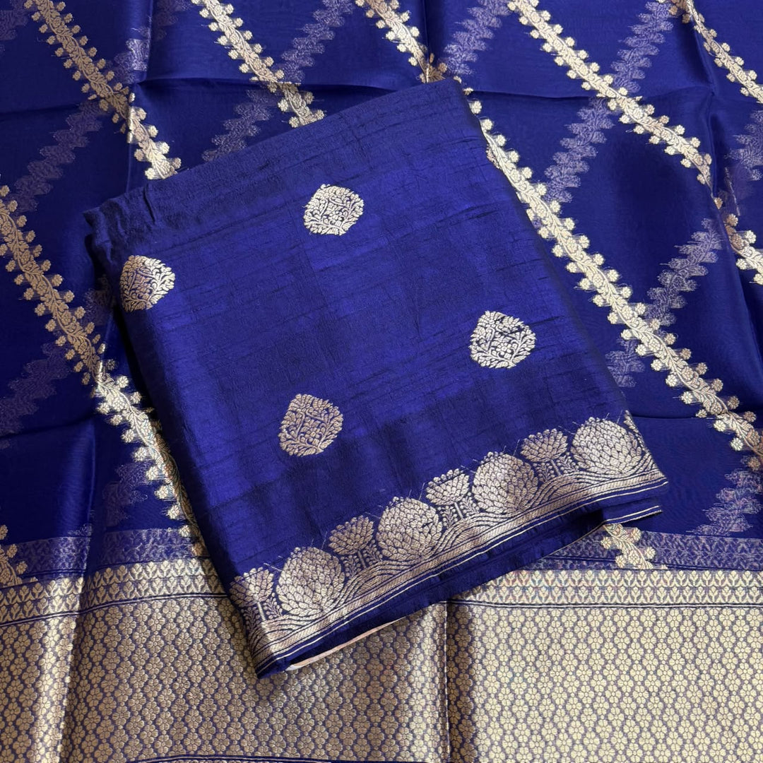 Pure Dupion Silk & Banarasi Unstitched Suit Set | AS0033