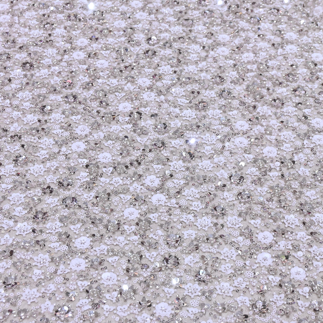 Light Pinkish Lavender  Color Luxury Imported Net Fabric featuring Heavy Cut Dana &amp; Sequins Embroidery ED1533-04