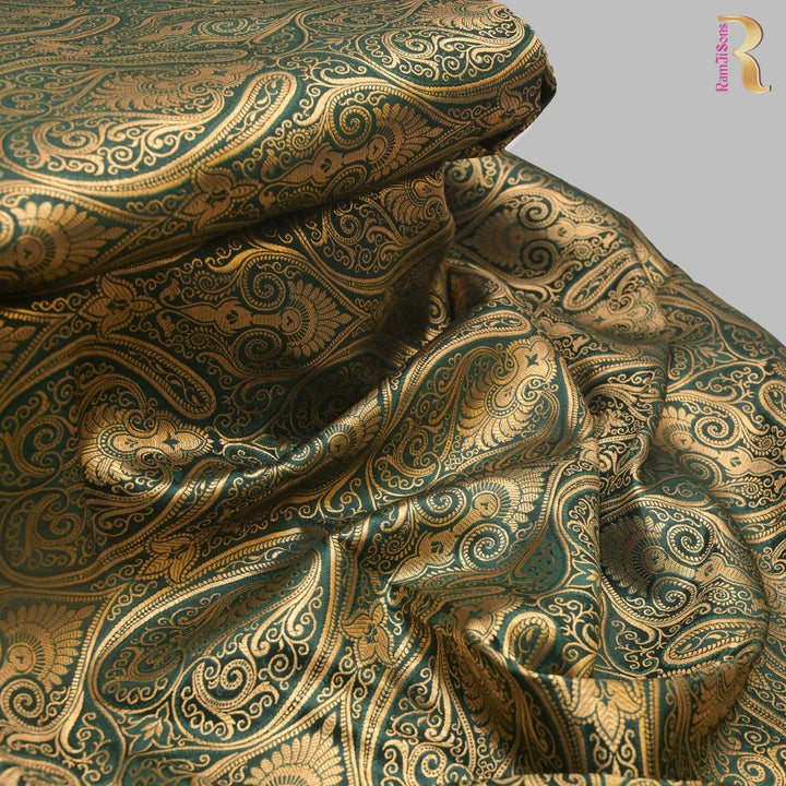 Teal Green Brocade with Metallic Gold Weave.| 100-23-114