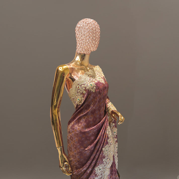 Deep Purple Khaadi Georgette Saree