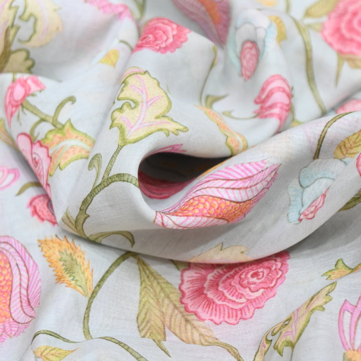 Multi Color Mul Chanderi Digital Print Fabric GT0185-10